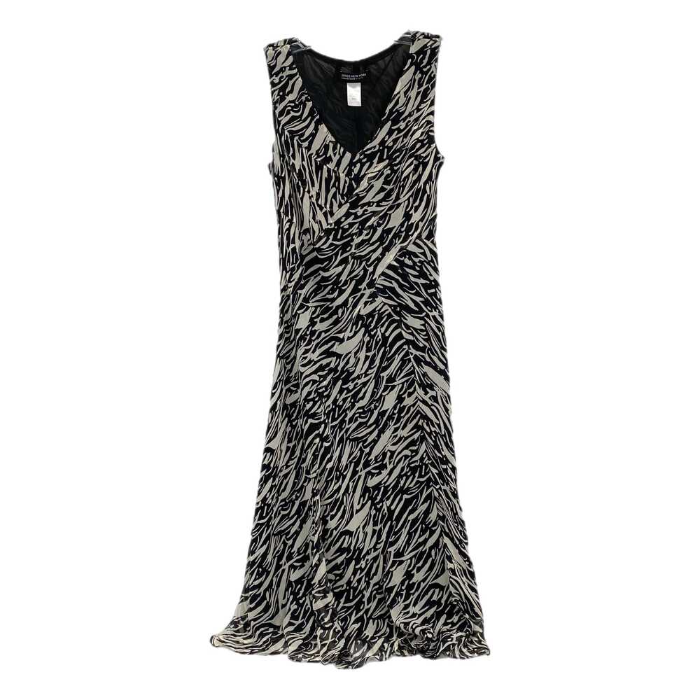 Jones New York Black White Sleeveless Silk Maxi Dress | Size 10P